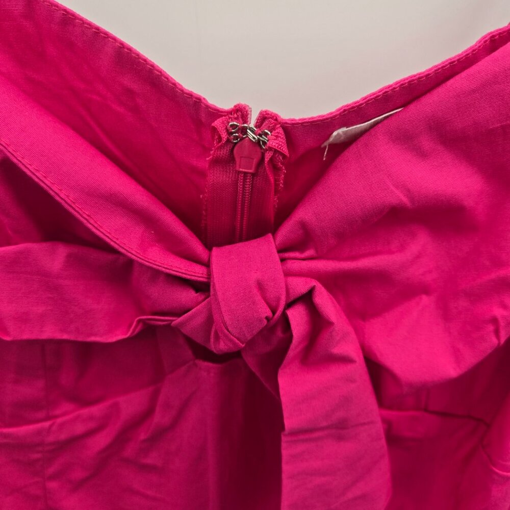 Lush Hot Pink/Fuchsia Slit Bow Adjustable Straps Cotton Maxi Dress Large - Picture 4 of 9